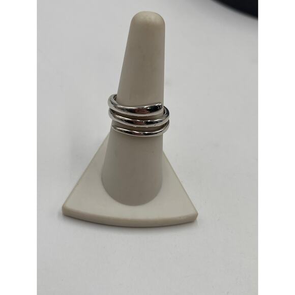 FAS Sterling Silver 925 Spiral Three Rows  Ring Sz‎ 7.75 - Picture 2 of 8